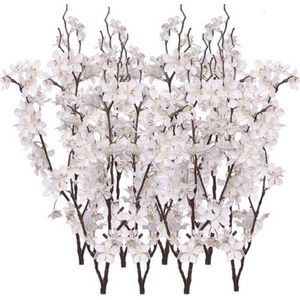 8x Stuks Witte Appelbloesem Kunstbloem/Tak met 57 Bloemetjes 84 cm - Nepbloemen - Kunstbloemen