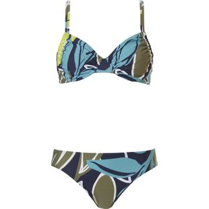 Dames Bikini Pastunette - Floral Leaves - Blauw/Groen - Maat 38