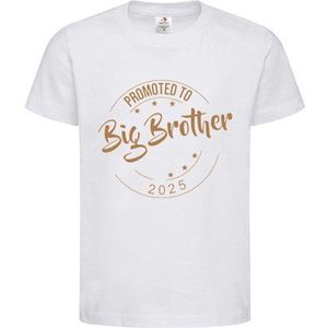 Shirt Aankondiging zwangerschap Promoted to Big Brother 2025 | korte mouw | Wit/cappuccino | maat 86/92 zwangerschap aankondiging bekendmaking Baby big bro brother Grote Broer