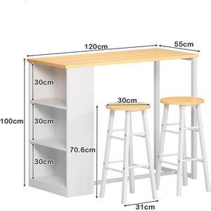 Bartafel met Opbergrek en Multifunctioneel Gebruik - Perfect voor Keuken en Werkruimte