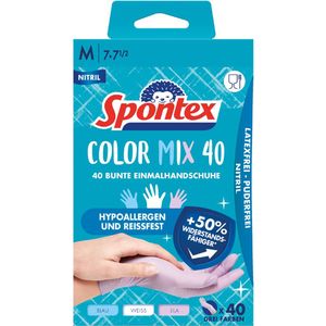 Spontex - Color Mix - Gants Jetables - Hypoallergeen - Nitrile - 40 Stuks