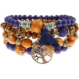 N3 Collecties Boho Charm houten kralen armband set voor dames