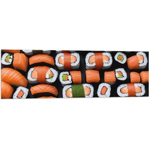 Vlag - Patroon van Verse Japanse Sushi - 120x40 cm Foto op Polyester Vlag