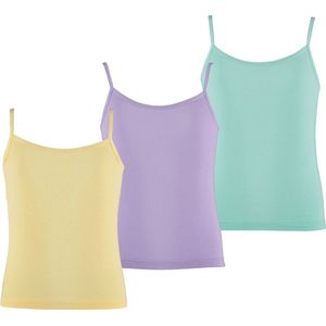 Apollo - Bamboe Meisjes Hemd - Multi Pastel - 3-Pak - Maat 158/164 - Kinderkleding meisjes - Hemd meisjes - Onderhemd meisjes