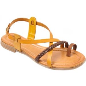 Platte leren sandalen met meerdere banden