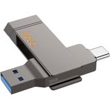 Hoco Razendsnelle 2-in-1 USB Stick 256GB - USB-C & High-Speed USB 3.0 Flash Drive - 2 in 1 Geheugen Stick Geschikt voor iPhone Samsung Google Oppo Xiaomi Smartphone, iPad, PC, Laptop, Tablet - Stevige Zinklegering Memory Stick Opslag