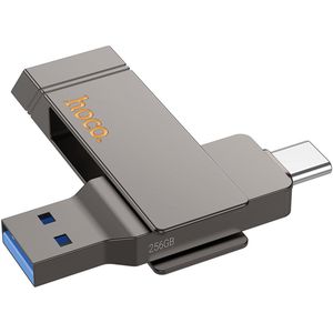 Hoco Razendsnelle 2-in-1 USB Stick 256GB - USB-C & High-Speed USB 3.0 Flash Drive - 2 in 1 Geheugen Stick Geschikt voor iPhone Samsung Google Oppo Xiaomi Smartphone, iPad, PC, Laptop, Tablet - Stevige Zinklegering Memory Stick Opslag