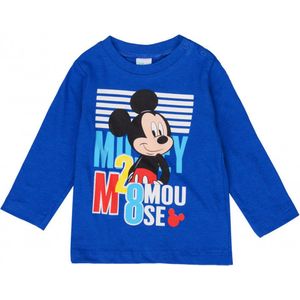 Disney Mickey Mouse Shirt - Lange Mouw - Blauw - Maat 68 (67 cm)