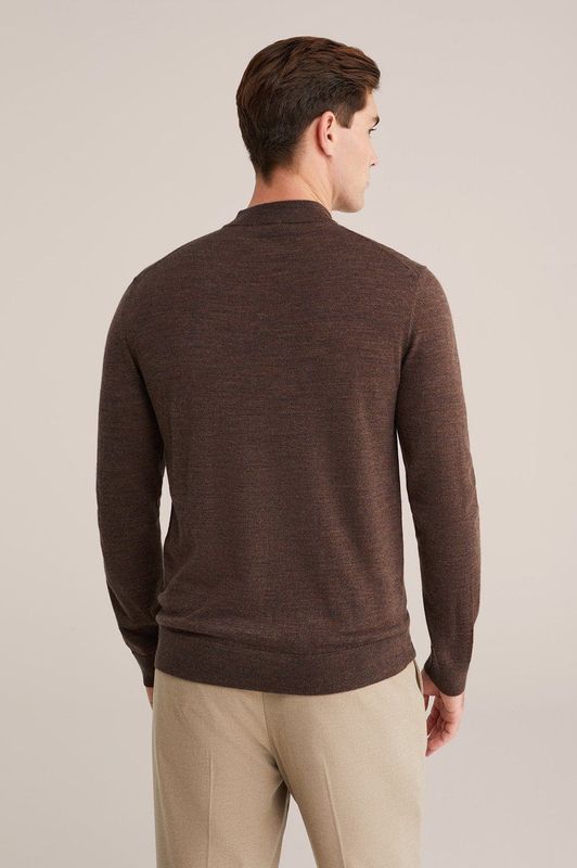 WE Fashion - Gebreide Trui - Donkerbruin - Wol