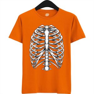 Spooky Scary Ribcage - Halloween Ribbenkast Dames / Heren Unisex T-shirt - Grappig Kostuum Shirt Idee Voor Volwassenen - T-Shirt - Unisex - Oranje - Maat S