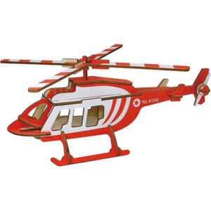 Bouwpakket Helikopter hout- gekleurd