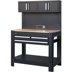 Werkbank - Met 3 Laden - Achterwand en Stekkerdoos - Draagvermogen 70 kg
