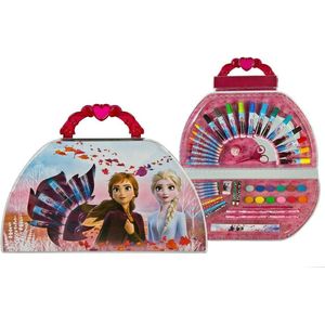 Educatief Kleur Pakket - School Artikelen - Disney Frozen Kleurkoffer 51-delig - Disney Frozen 2 - School Potloden - School stiften - Vrije-tijd Knutselen - Draagbare Teken Koffer