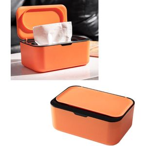 Vochtig Toiletpapier Houder - Oranje Zwart - Doos voor Nat Toiletpapier - 19 x 13 x 7,8 cm
