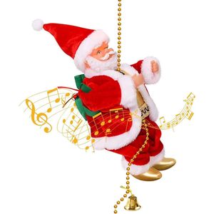 Klimmende kerstman aan touw voor binnen en buiten, elektrische kerstman, klimmen, kerstdecoratie, pluche pop, speelgoed voor muren, ramen, tuin en kerstboom