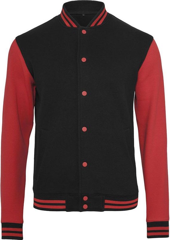 Build your Brand - Sweat College Jacket - Zwart/Rood - Jacks
