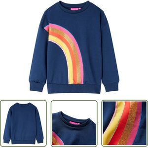 vidaXL Meisjestrui - Kindertrui - Kindertrui 140 marineblauw - Jongenstrui - Blauwe Trui - Regenboogtruis