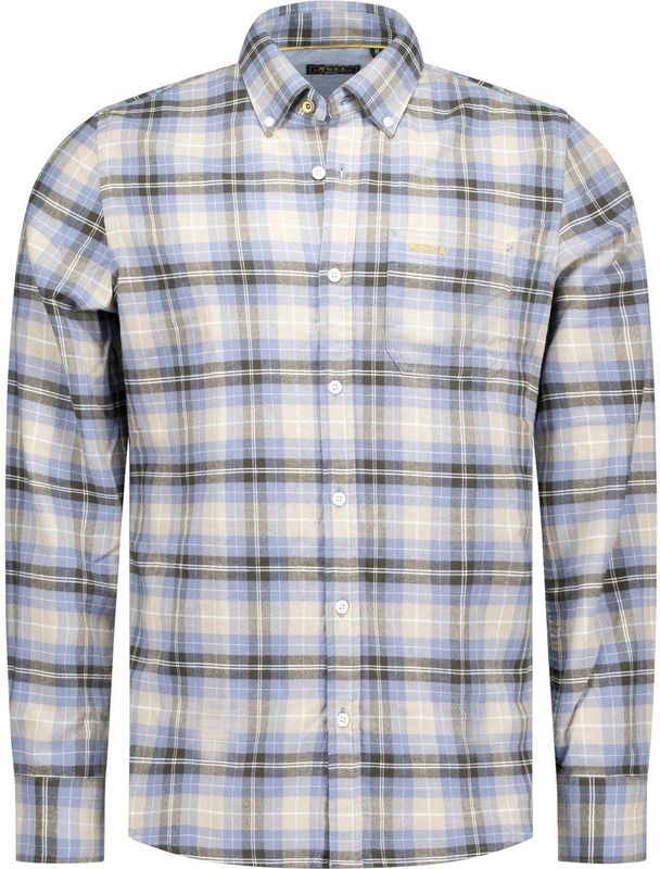 NZA - Ecru - Katoen Overhemd - Geruit