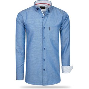 Cappuccino Italia - Heren Overhemden Regular Fit Overhemd Royal - Blauw - Maat XXL