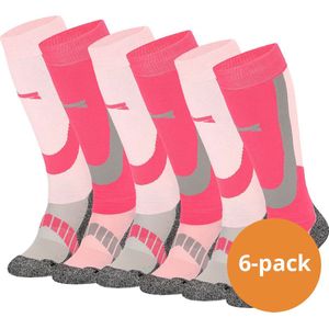 Xtreme Skisokken - 6 paar unisex skikousen kniehoogte - Multi Pink - Maat 35/38