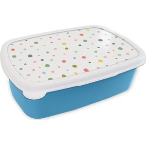 Broodtrommel Blauw - Lunchbox - Brooddoos - Verf - Patroon - Stippen - 18x12x6 cm - Kinderen - Jongen