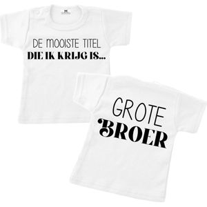 Shirt grote broer-peuter-kleuter-aankondiging zwangerschap de mooiste titel-grote broer-bekendmaking grote broer-Maat 122/128