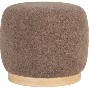 Artichok Kenna Poef Bruin - Bouclé - Rond - Voetenbankje - Ronde Bijzettafel - Ø 44,5 cm