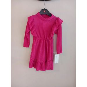 New Collection - Jurk met ribbels - Fuchsia - maat 30 maand