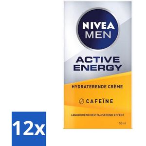 12 x NIVEA MEN - Active Energy - Gezichtscrème met Cafeïne - 50 ml -