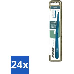 Jordan - Tandenborstel - Green Change - Medium - 4 Opzetborstels & 1 Houder - Voordeelverpakking - 24 stuks