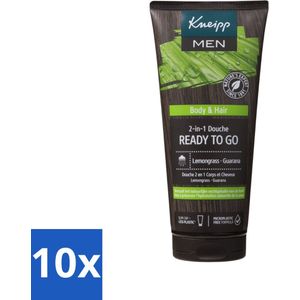 10 x Kneipp Douche Men 2-in-1 Ready to Go 200 ml - Natuurlijke Ingrediënten - Vegan - Milieuvriendelijk - Hydraterend - Stimulerende Geur