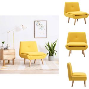 vidaXL fauteuil geel polyester 73x66x77 cm - met rubberwood poten - Fauteuil