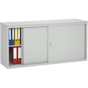 ABC Kantoormeubelen lage schuifdeurkast 75x160x45 wit met topblad ahorn