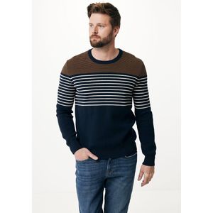 Colorblock Knit Sweater Mannen - Navy - Maat L