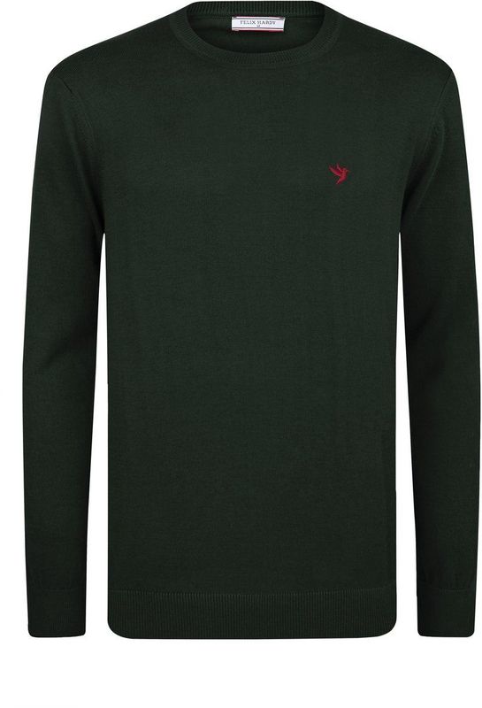 Felix Hardy - Classic Crew Neck Knit Sweater - Groen - Heren Trui - 100% Katoen