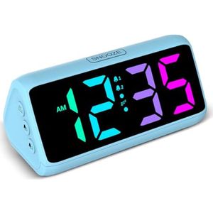 Digitale wekker met LED-display en dubbele alarmfunctie voor zware slapers