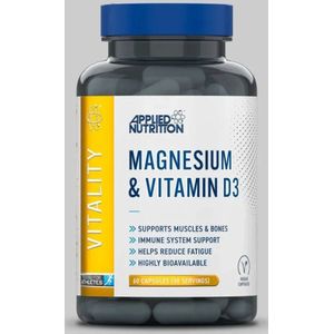 Applied Nutrition Magnesium & Vitamine D3 – 60 capsules – spieren, bot & weerstand - Halal