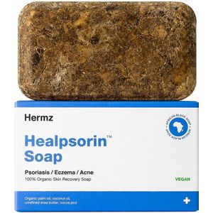 Hermz Healpsorin Bio Zeep - 100 g - Afrikaanse Zwarte Zeep - COSMOS-gecertificeerd