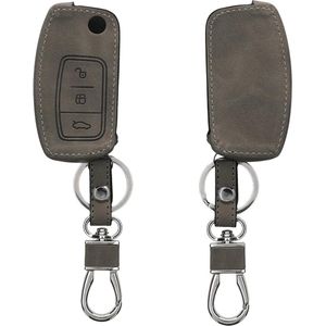 Autosleutelhouder compatibel met Ford 3-knops inklapbare autosleutel - Lichtgrijze sleutelhoes - -content .