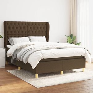The Living Store Boxspringbed - donkerbruin - 193 x 147 x 118/128 cm - pocketvering