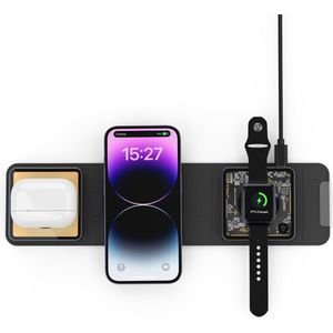 MyCharger® 3 in 1 Apple draadloze oplader + ingebouwde nachtlampje + telefoon/Apple Watch/AirPods opladen