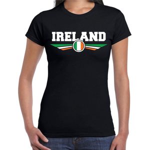 Ierland / Ireland landen t-shirt zwart dames - Ierland landen shirt / kleding - EK / WK / Olympische spelen outfit L