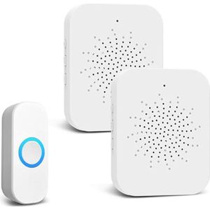 Draadloze deurbel, waterdichte USB-deurbel, op batterijen, eenvoudig te installeren, 20 belsignalen en 4 volume-instellingen - wit