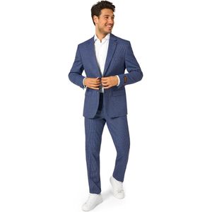 OppoSuits Daily Checkered Navy Heren Pak - Mannen Kostuum - Blauw - Maat 60