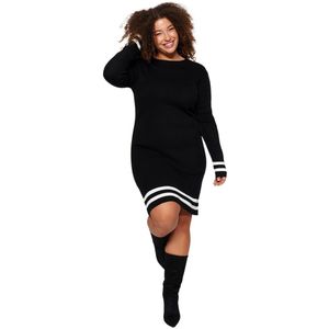 Trendyol Zwarte Lijn Detail Geribbelde Gebreide Jurk Tbbaw24Ah00019