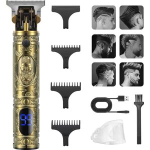 Professionele elektronen tondeuse voor mannen - baardtrimmer, scheerapparaat, haartrimmer met LED-display en 4 kammen