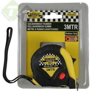 Rolmaat, Rolbandmaat, Rubber, 3 meter, Benson meetband