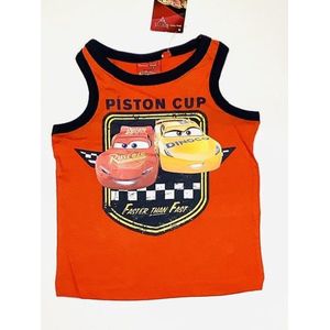 Disney Cars shirt - mouwloos - rood/donkerblauw - maat 122/128 (8 jaar)