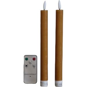 Countryfield - LED-kaarsen met afstandsbediening 'Lyon' (Set van 2, Ø 2.2cm, Oker)