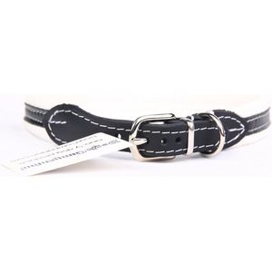 Dog's Companion Leren Halsband - Lengte: 35 cm Verstelbaar van 29-33 cm x 16 mm - soft/duo - Wit